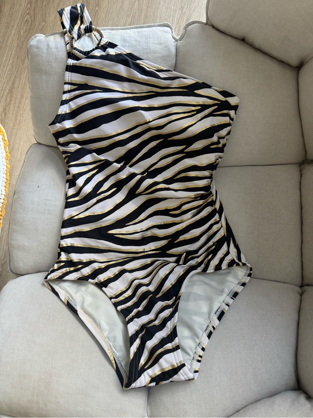 Gold & Black Zebra Print Swimwear by MICHAEL KORS Bottoms with Hygienic Liner